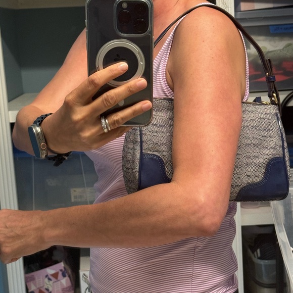 NWT Coach small handbag navy print - Picture 6 of 6